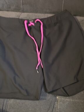 Fox Black Board Shorts with Pink Drawstring